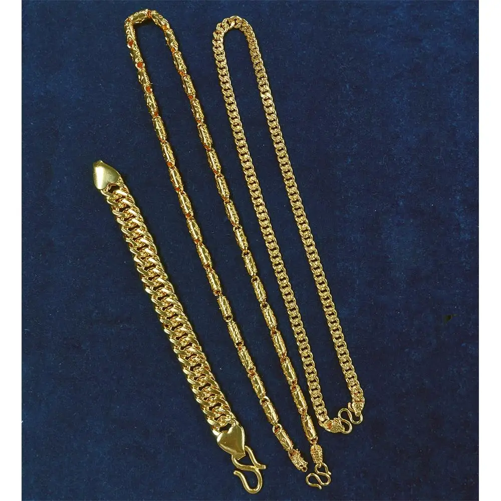 Wholesale Price Fashion Jewelry Men High Quality Silver Gold Filled 16mm Gold Chain 24k Gold Bracelet