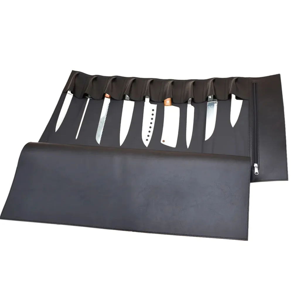Good Quality Handmade Chef Large Knife Roll Multipurpose Professional Leather Knife Roll Knife Chef Leather Bags