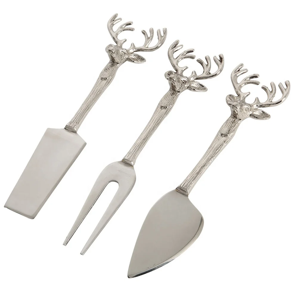 Stainless Steel  Cheese Cutter Butter Slice Kitchen cheese set Deer Head handle Stainless Steel Spreader & Slicer