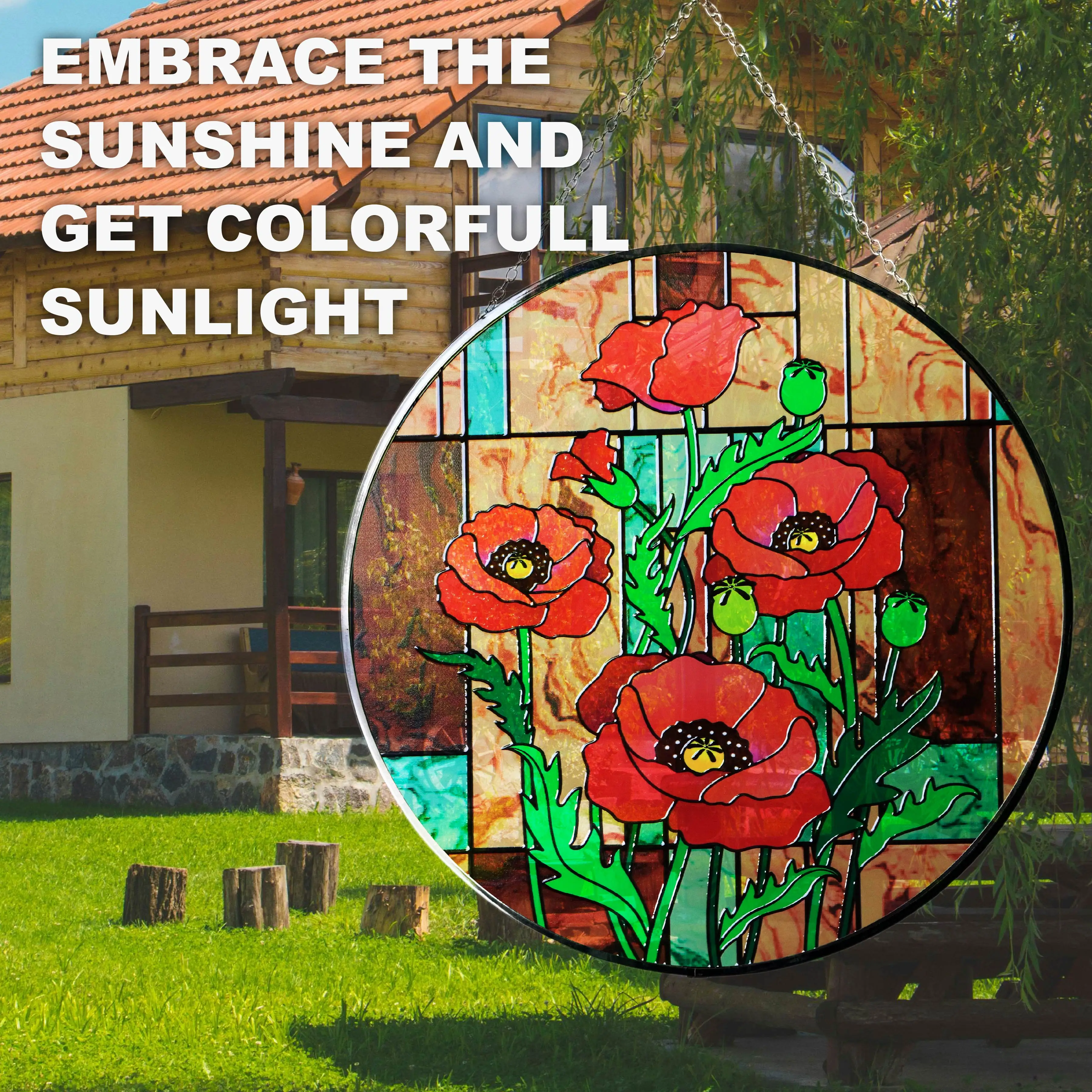 Vibrant Stained Glass Sun Catcher - Perfect for Windows and Gardens