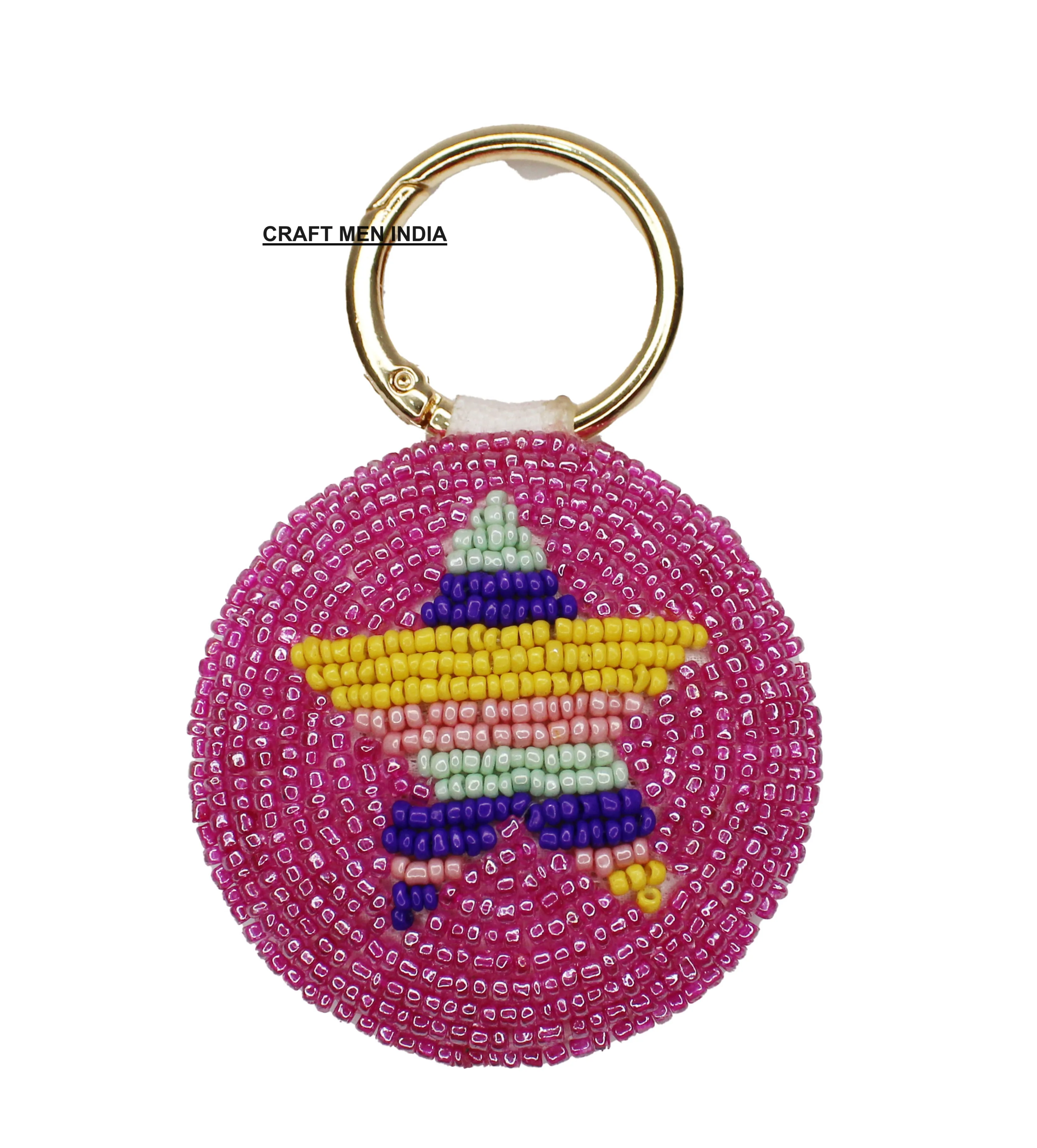 Latest Creative Hello Kitty Beaded Keychain Accessory Handmade Stainless Steel Car Pendant Bag Anime Style Fashion Promotional