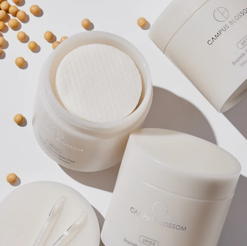 Campus Blossom Soymilk Cream Skin Pad 155ml/5.24 fl.oz. [Vegan|Cotton Pads|Toner|Serum|Moisture|Soymilk Cream]