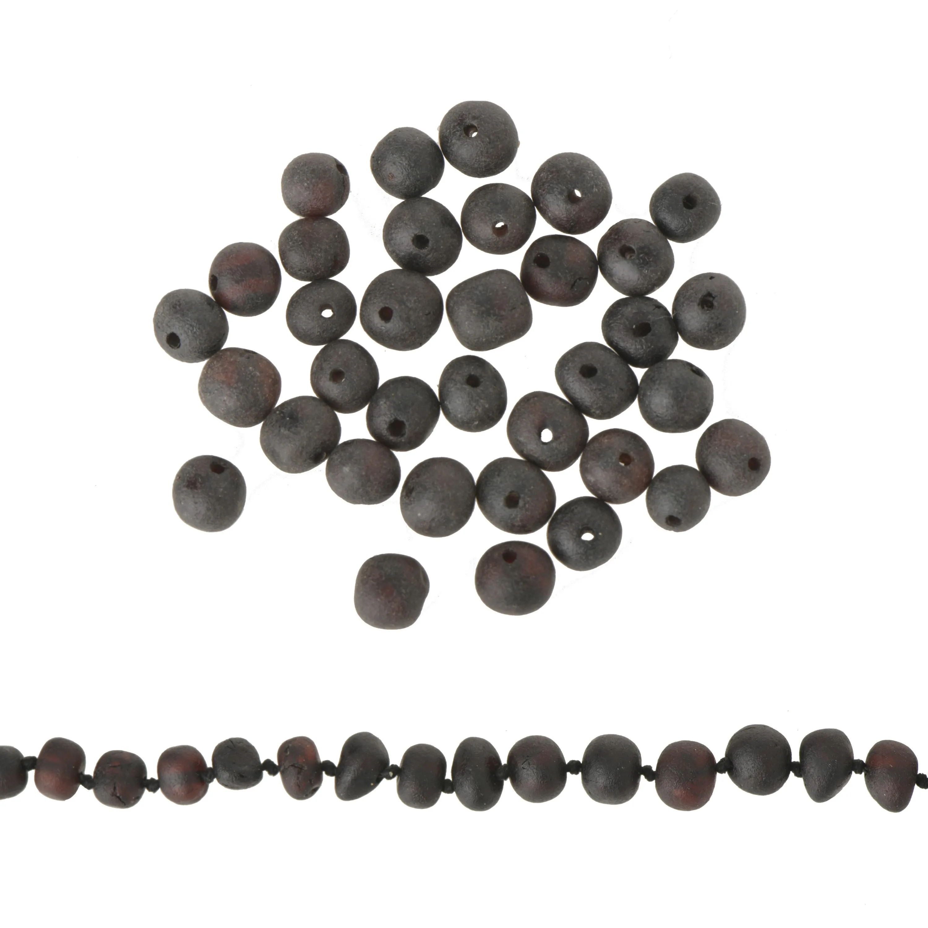 Baltic Amber Beads, Natural Baltic Amber, Drilled, Rounded ( Baroque) , Unpolished , Raw Cherry Color