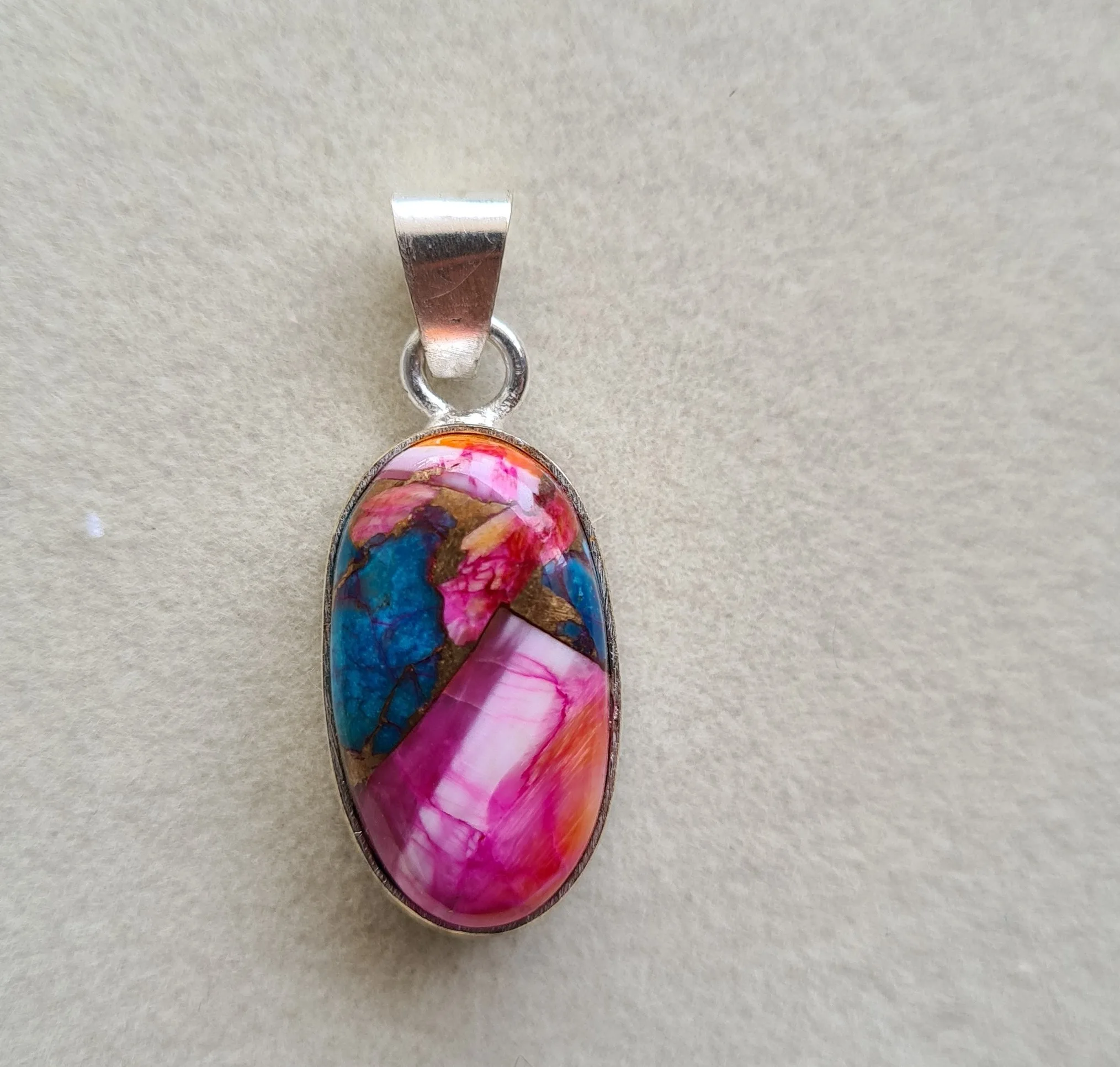 Подвеска из натурального розового устричного серебра с бирюзой и 925 из стерлингового серебра ручной работы Серебряная богемная Подвеска для женщин подарок