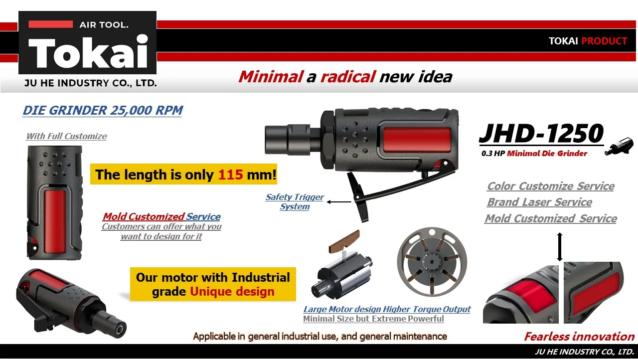 0.3 Hp Minimal Air Die Grinder Pneumatic Die Grinder 25000 RPM Light-Weight High Torque Output For General Industrial Use
