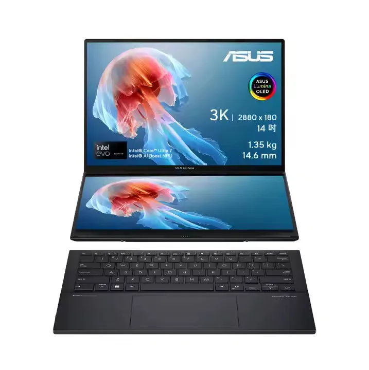 Super Sale Zenbookz DUO 14in DualScreen Ultra 9-185H Laptop 32GB Memory 2TB SSD 128GB USB Intel OS Camera WiFi Business