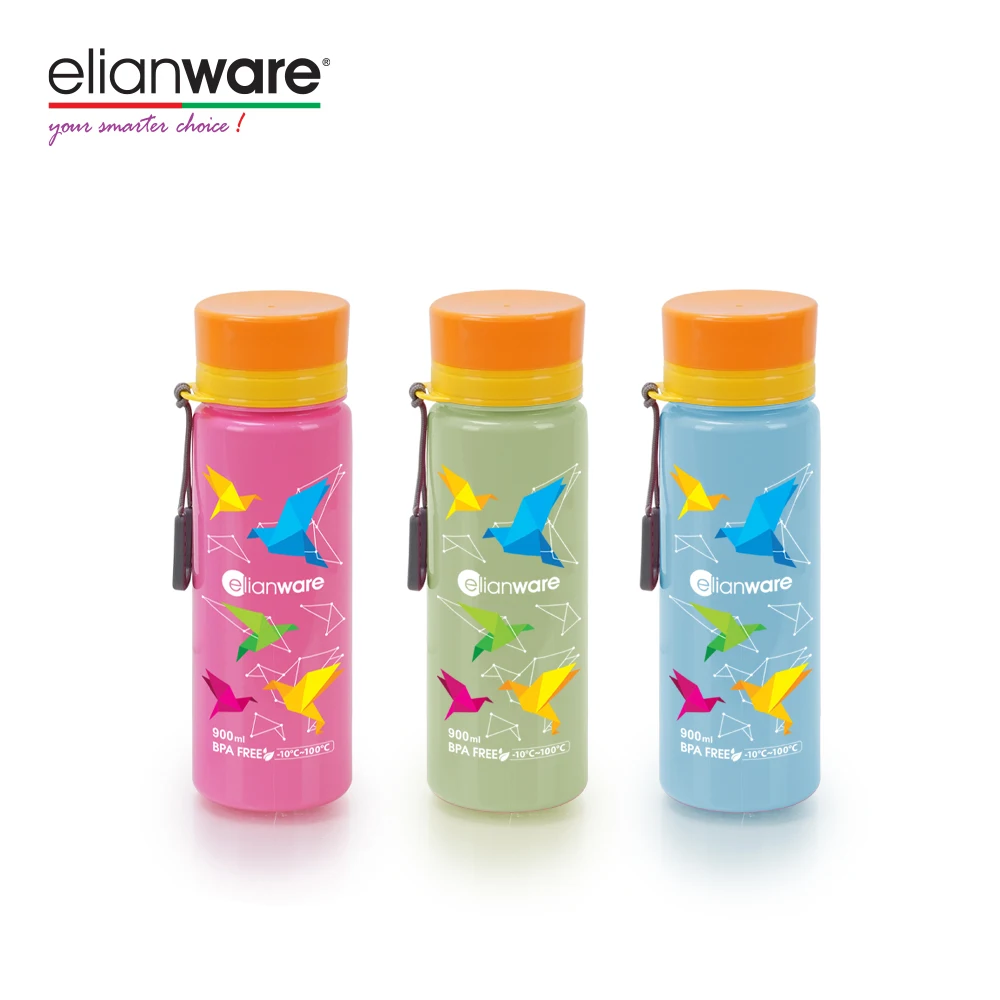 Elianware BPA Free (PP) Plastic Customize Logo Drinking Tumbler High Quality Drinking Water Bottle with String with Handle