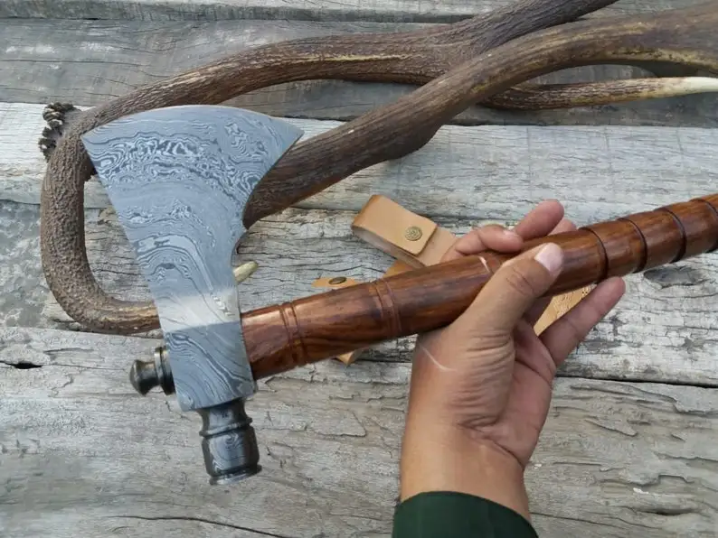 Brand New Custom Made Damascus Steel Tomahawk Axe Hatchet with Rose Wood Handle Hiking Axe Hunting Hatchet
