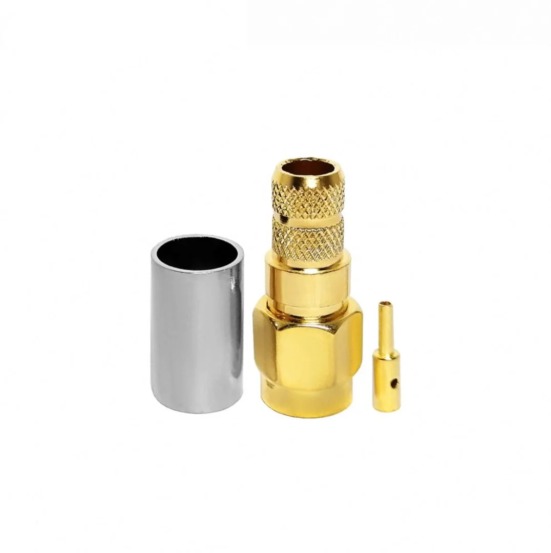 RF coaxial connector reverse polarity rpsma male plug crimp connector for LMR240 H155 coaxial cable
