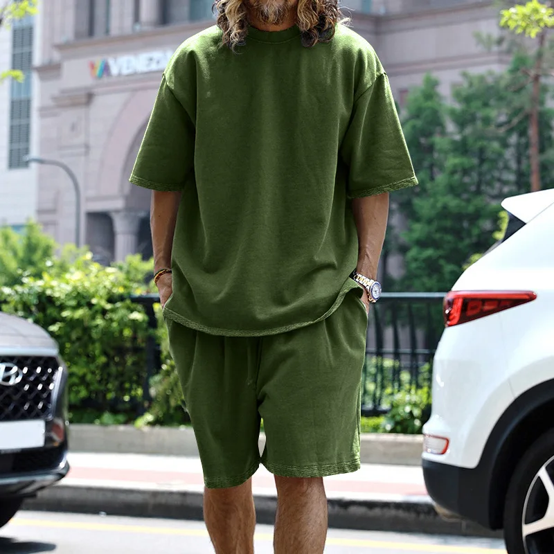CUSTOM SUMMER 2 pc short set men casual set of shorts and shirt for men custom logo loungewear men shirt and short with printing