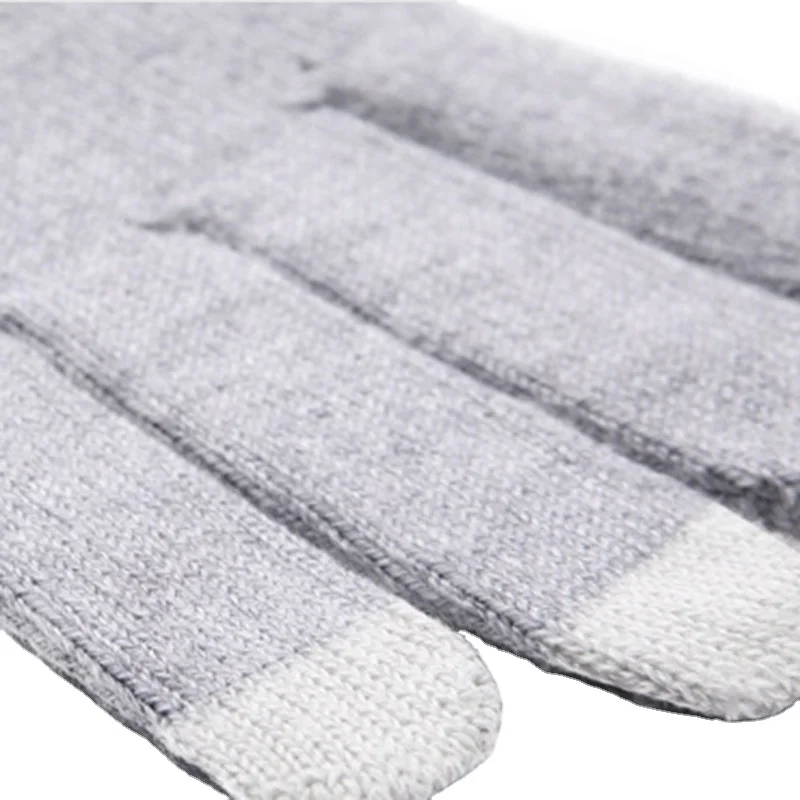 Knitted Winter Unisex Gloves New 2023 Design Warm Acrylic and Wool Black Plain White Handmade Spandex Adult Gray Style Target