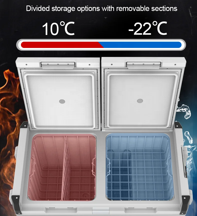 wholesale 75L 95L 100L camping refrigerator  (-22~10C) Easily Carry 12 fridges with battery USB Port rechargeable for rv outdoor