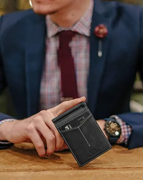 High Quality Bifold Leather Wallet RFID Blocking Feature Minimalist Purse Featuring Letter Decoration Mainly Made Polyester PC