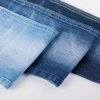 Foshan new design blue 11.2oz substainable denim fabric 42%C 21%viscose 17.5%hemp 18.5%repreve 1%SP recycled polyester fiber