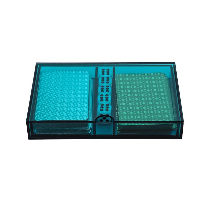 Manufacturer Custom Acrylic Game Set Lucite Poker Game Playing Card Chip Game Set With Acrylic Box