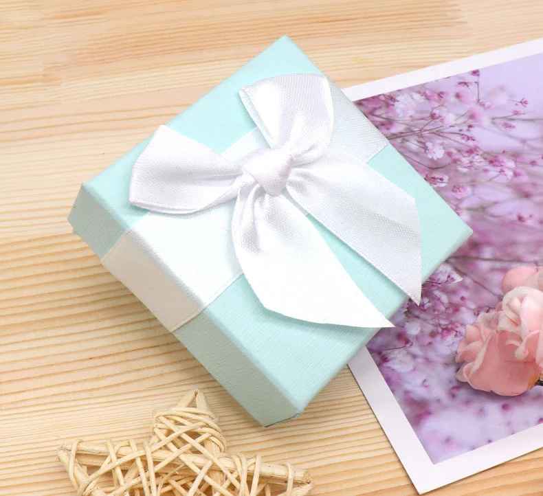 Hot Sale YLS-t06 Luxury Handmade Lid And Base Paper Box With Ribbon Bow Hard Cardboard Gift Box For Ring Earring