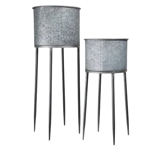 Galvanized Planter with Stand Home Decor Garden Ware Premium Pure Flower Galvanized Planter Bucket With Sturdy Design