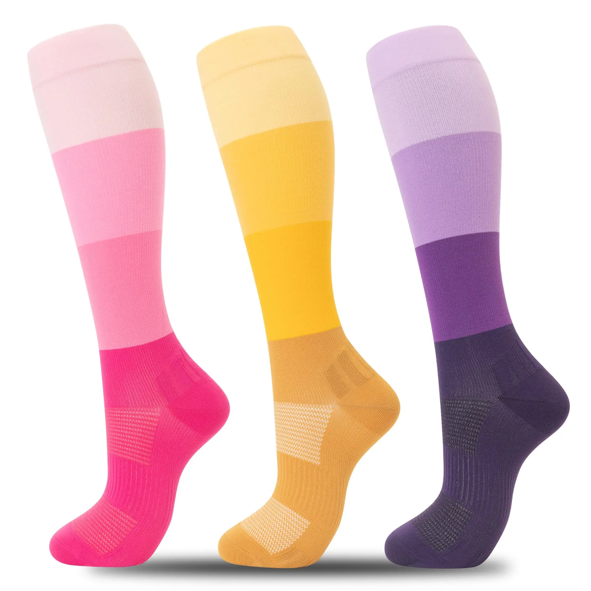 2025 Custom Manufacturer Solid Colored Cotton Travel Nylon Cute Compressed Leg Long Seamless Sports Compression Socks