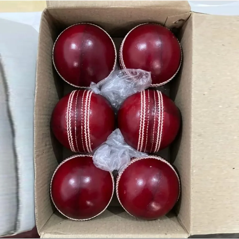 Top Quality Sports Red Leather Made cricket Training Hard Balls With Customized Brand Name