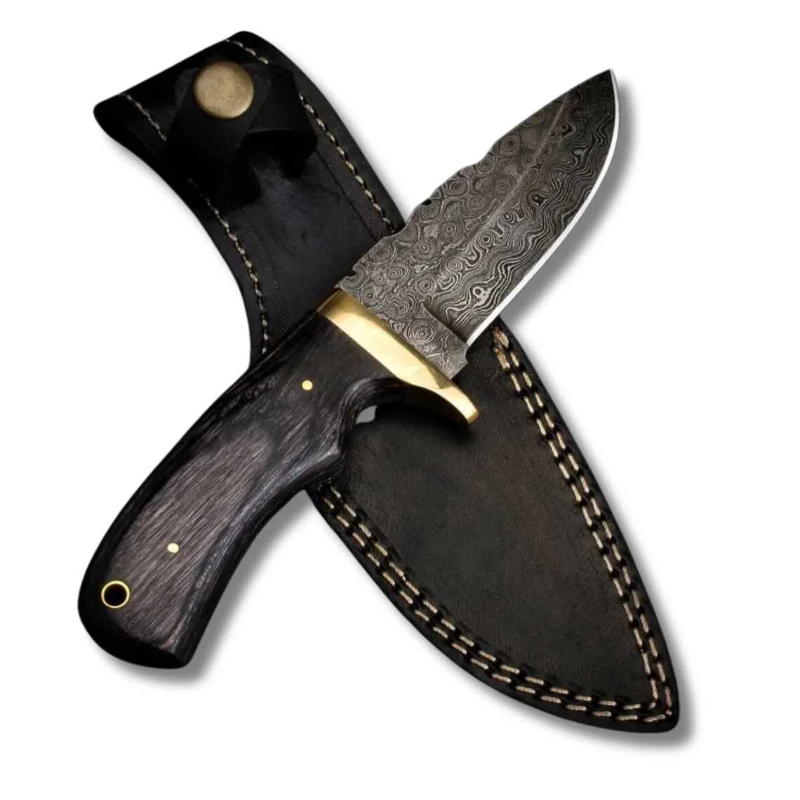 Handmade Custom OEM Damascus Steel Full Tang Knife with leather sheath hot sale drop shipping