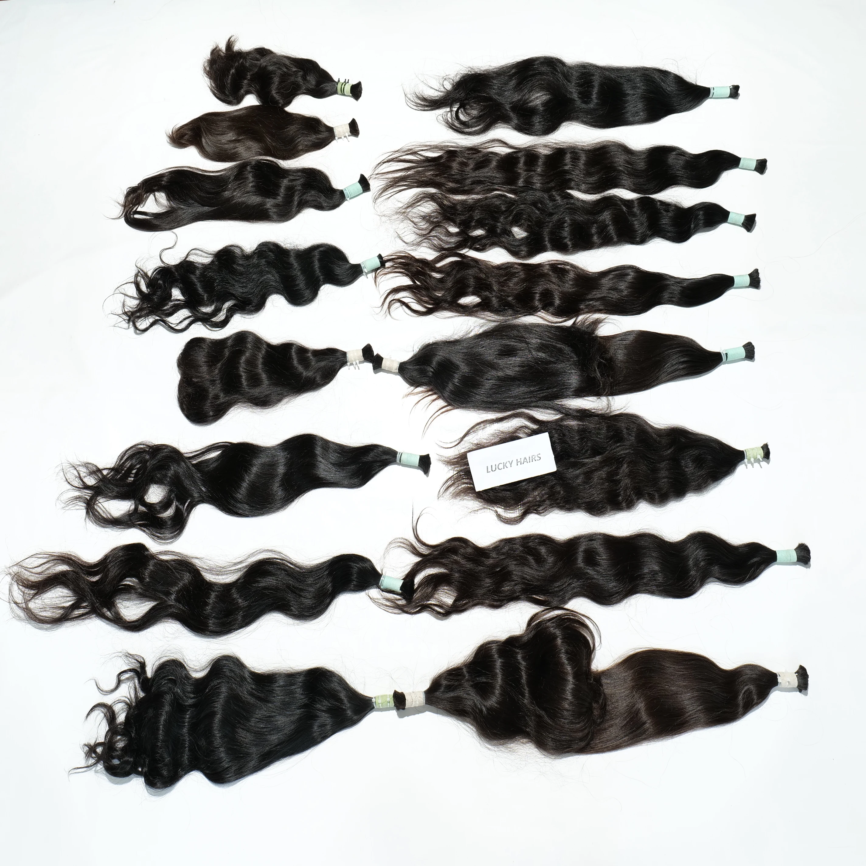 Natural bulk indian pure virgin temple hair extensions raw human hair weaving one donor remy human hair