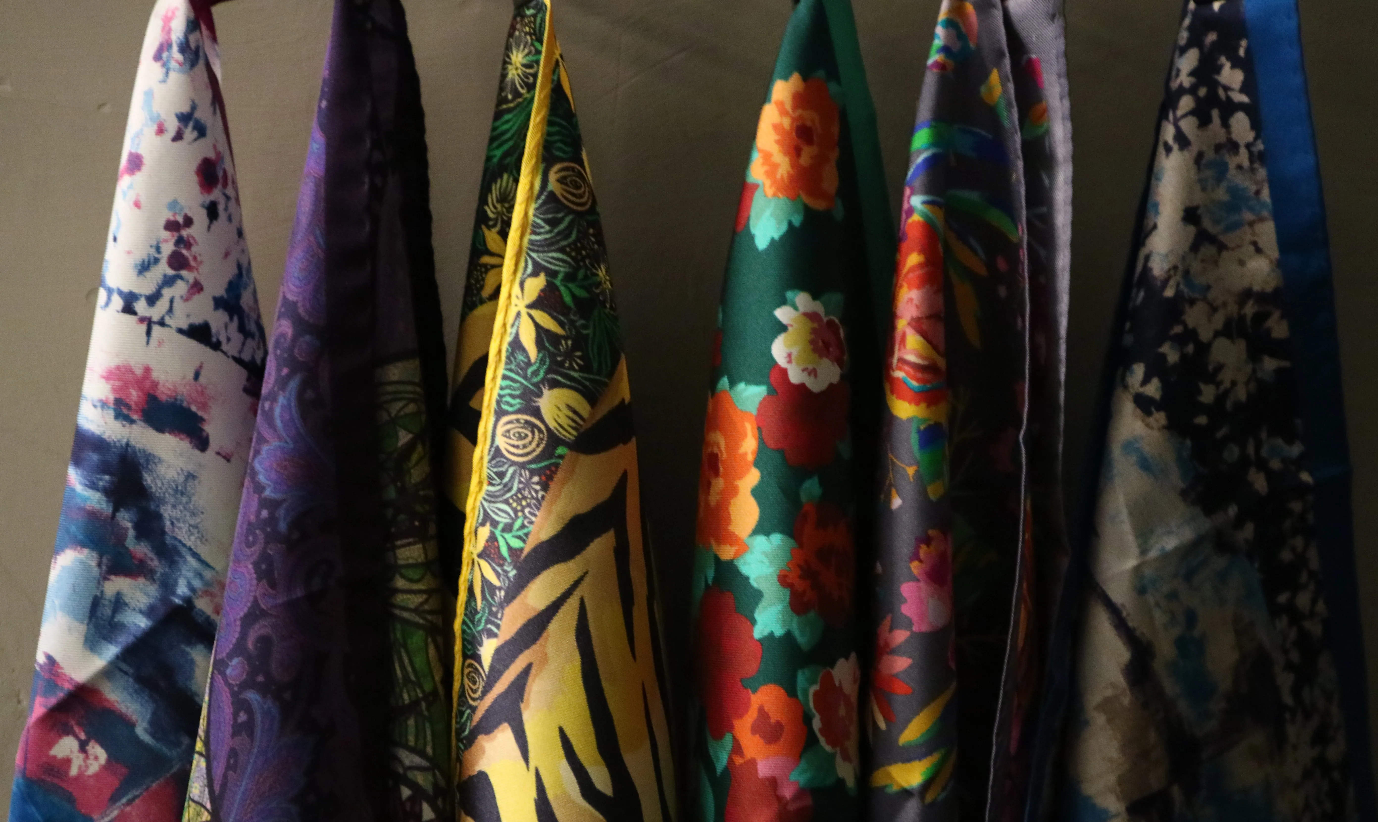 100% Italian Silk Scarf Dark Red Abstract Flowers Print Classic Square Style Ready to Wear Woman Accessory for Ceremonies