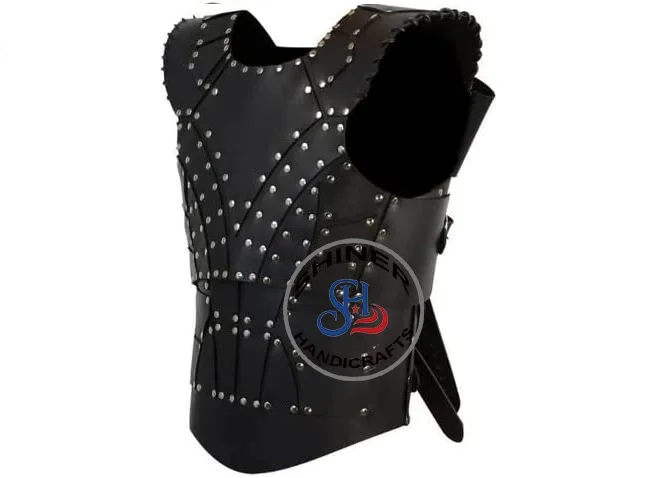 Medieval Leather Woman Jacket Armor re-enactment SCA Armor viking Halloween Costume Black Color Breastplate n Jacket