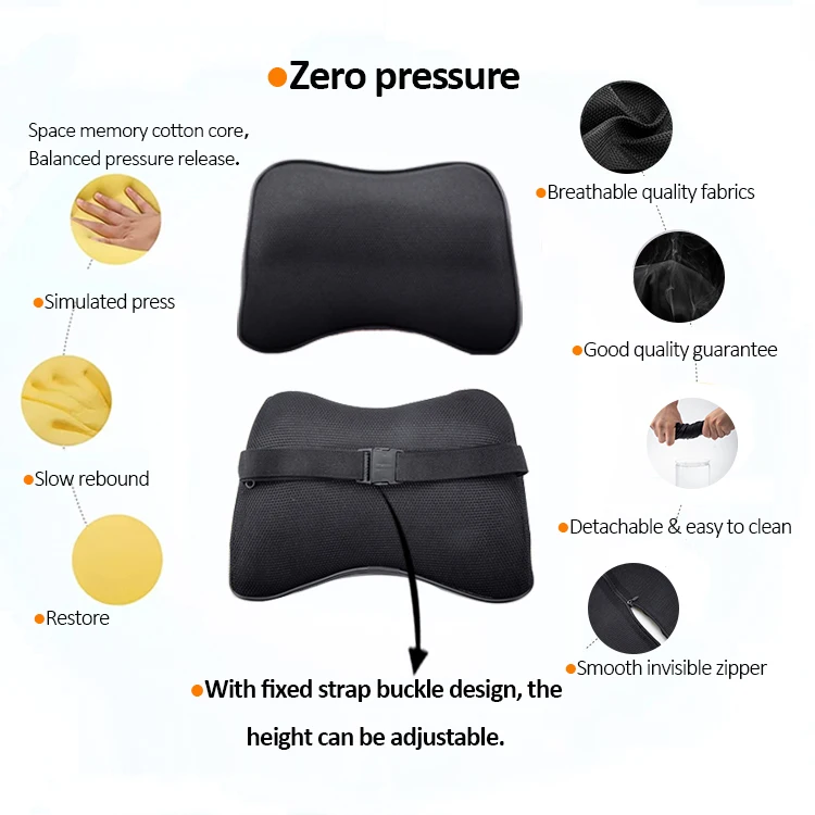 Fast Delivery Hot Sale High Density Memory Foam Neck Travel Pillow A  set of car headrest backrest back Cushion for Auto Car
