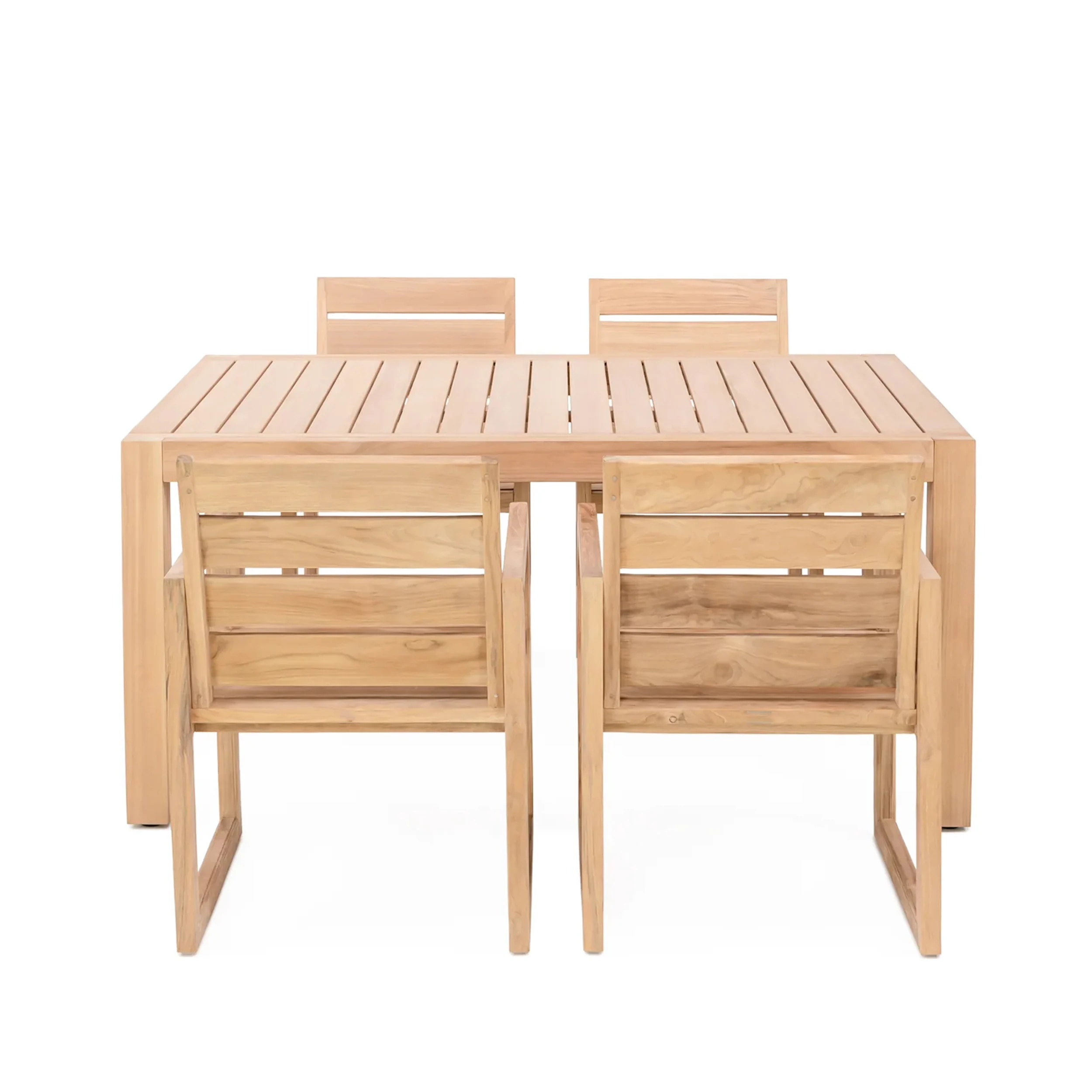 Natural Teak Wood Set Dining Table Outdoor Furniture For Patio Garden - Leo