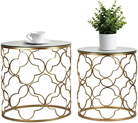 Wooden Top Round Coffee Table With Iron Legs Quality Assured Decorative Nesting Table / Center Table Buy From Indian Supplier