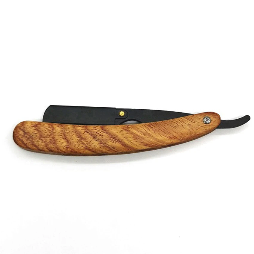 OEM Logo Wooden Handle Barber Beard Shaving Straight Razor Custom Wholesale Low Price