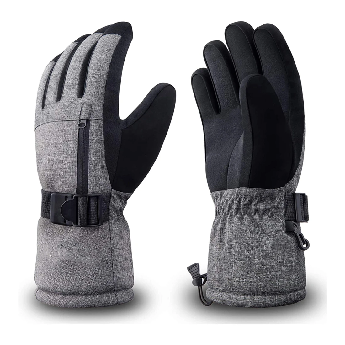 New Adjustable Drawstring Closure Ski Gloves Winter Warm Snowboard Gloves Cold Weather Gloves