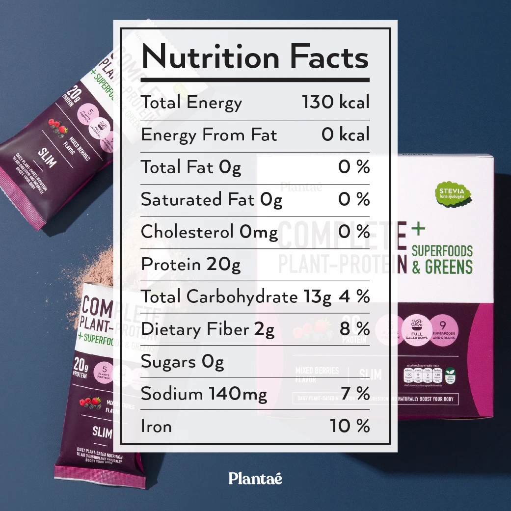 High Quality Premium Grade Complete Plant Protein + Superfood & Greens Mixed Berries (Box) from Thailand