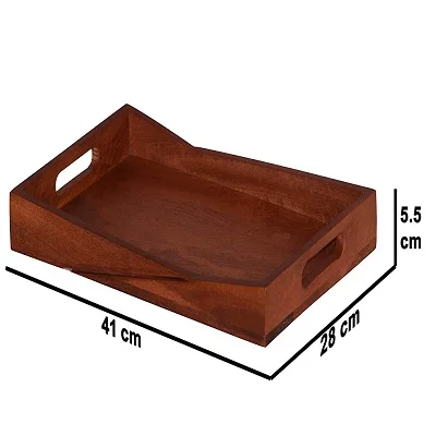 Hot selling Wooden Serving Tray Set of 3 | Modern Designed Wooden Tray for Home and Kitchen Use | Size- 16 x 11 x 2