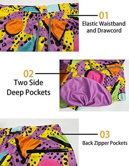 Mens Swim Trunks 9 Inch Inseam Board Shorts Beach Swimwear Bathing Suit with Compression Liner and Pockets sublimation shorts