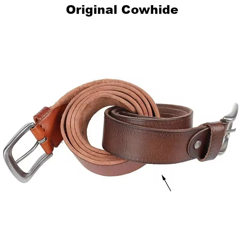 New Genuine Leather Belt Men High Quality Metal Buckle Male Leather Business Fashion Vintage Cowboy Belts For Men