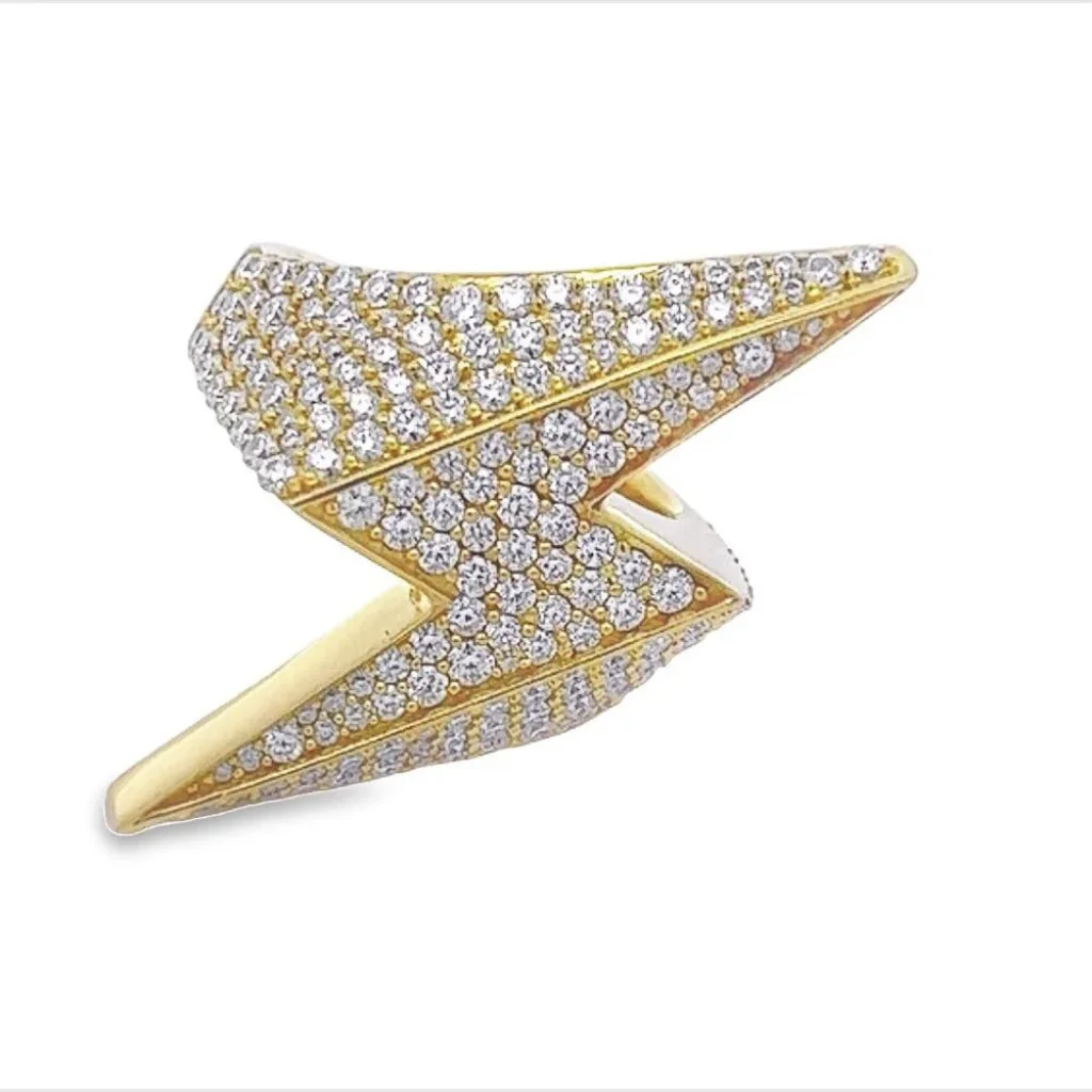 Hip Hop Jewelry 14K Gold VVS Lab Grown Diamond Lightning Engagement Wedding Ring For Men