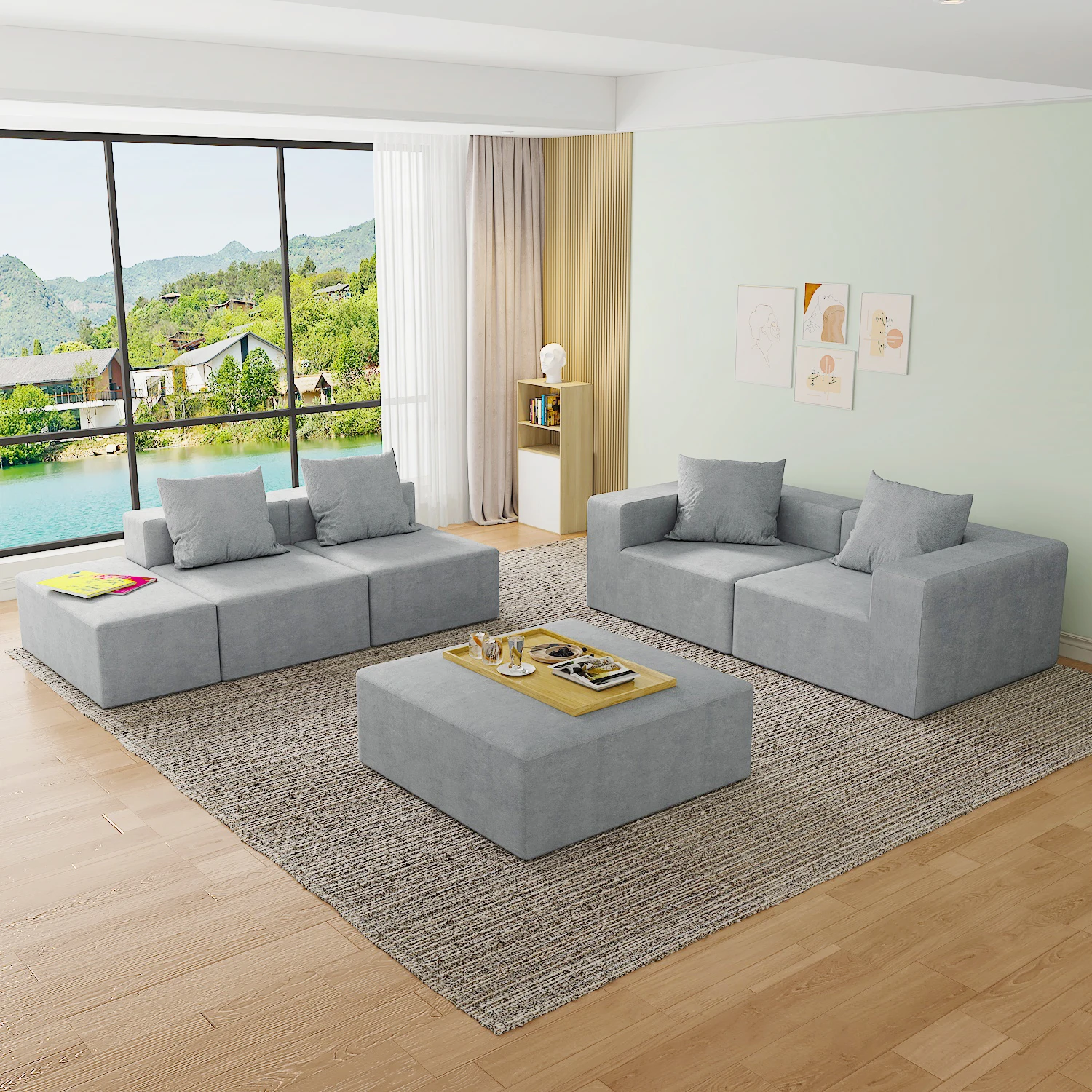 China Factory No Assembled Comfy Sleeper Sofa Modern Couch Bed Modular Sectional Sofa Corner Sofa Set