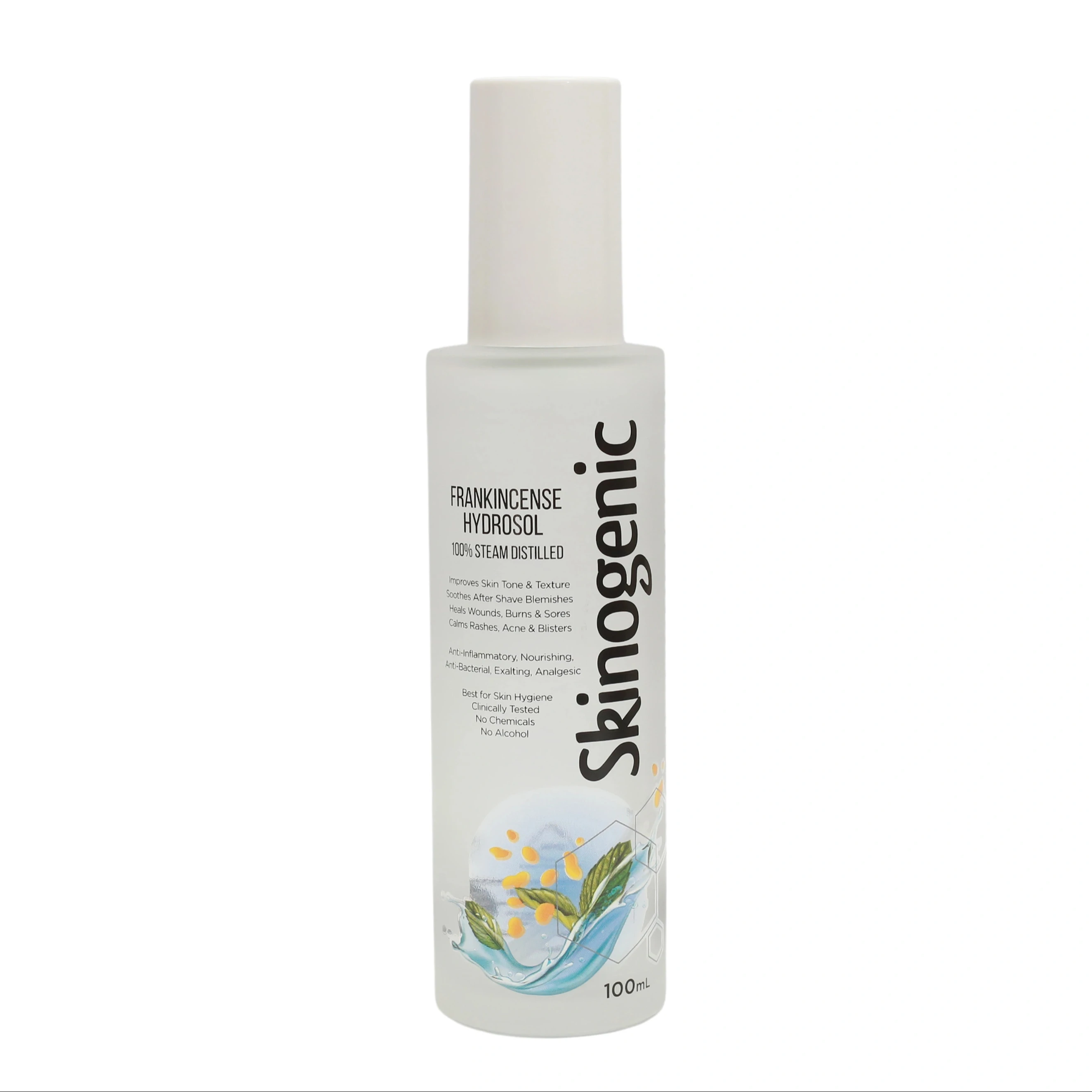 Skinogenic Brand Frankincense Hydrosol 100% Steam Distilled 100mL Bottle Tonifying Product from Boswellia Carterii Gum Olibanum