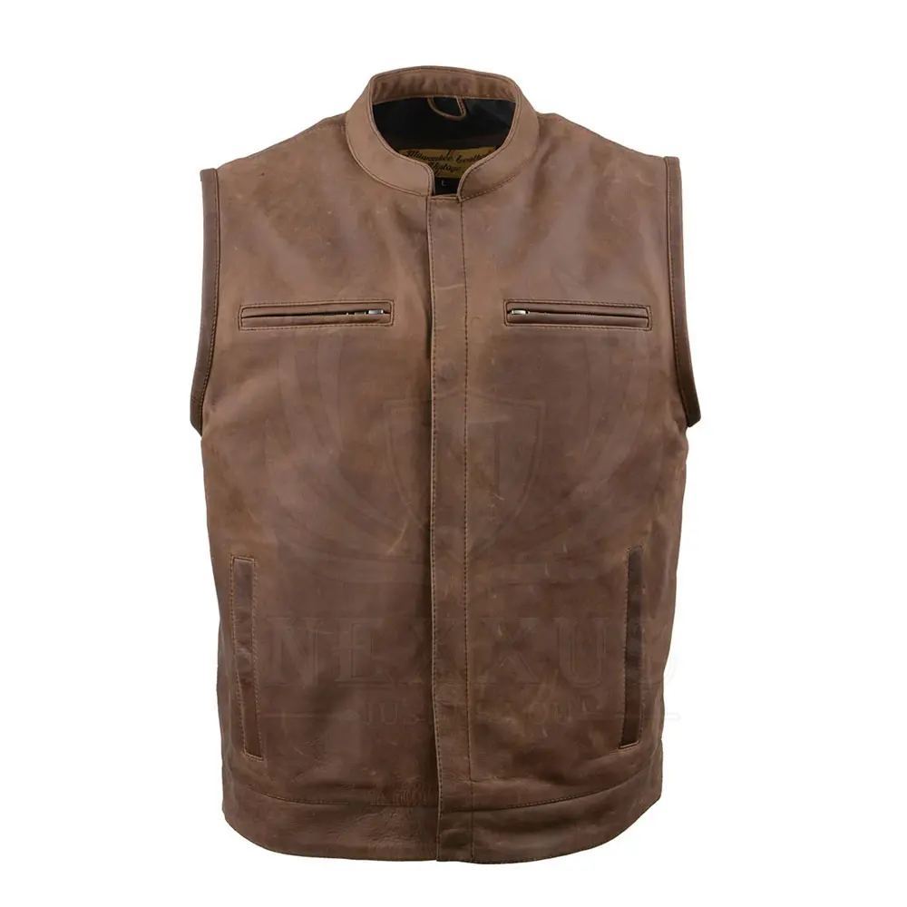 Мужской зимний жилет из 100% кожи с логотипом