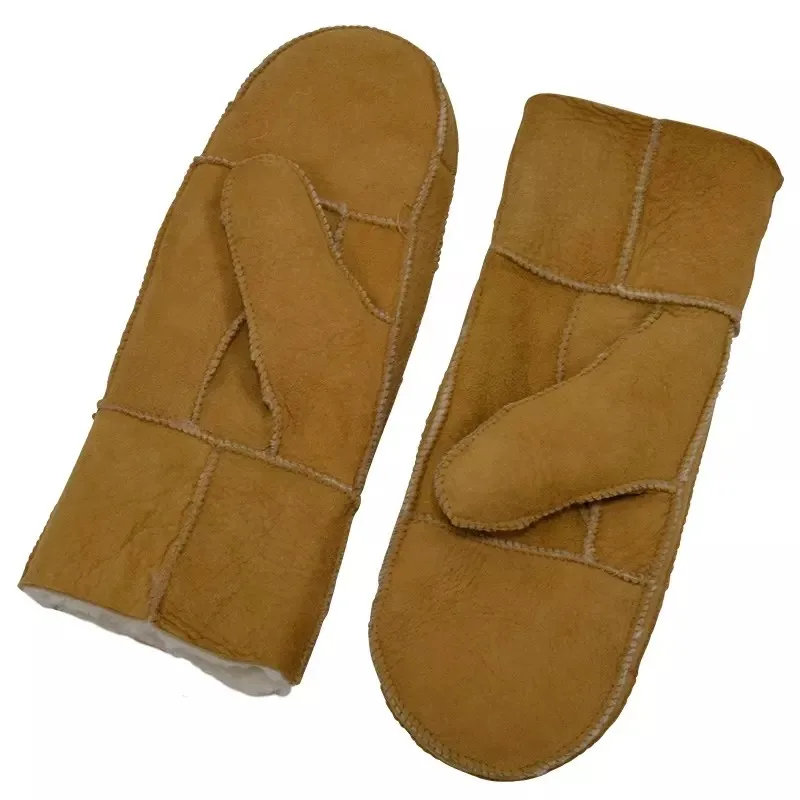 Cheap price Customized Winter warm genuine sheepskin fur leather women patterned mittens gloves By Maximize Wear