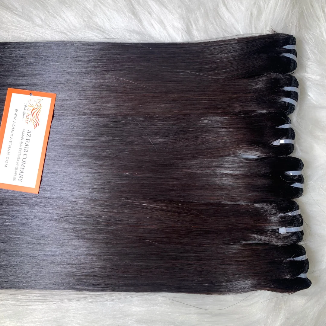 100% Remy Human Hair Straight Machine Made Weft Hair Extension Double Drawn Hair Vietnamese Raw