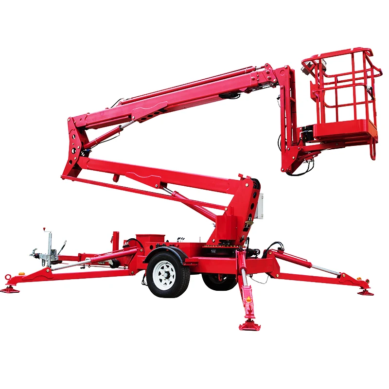 Towable Trailer Mounted Best Price 10m 12m Work Platform Limit Discounts Cherry Picker Towable Boom Lift