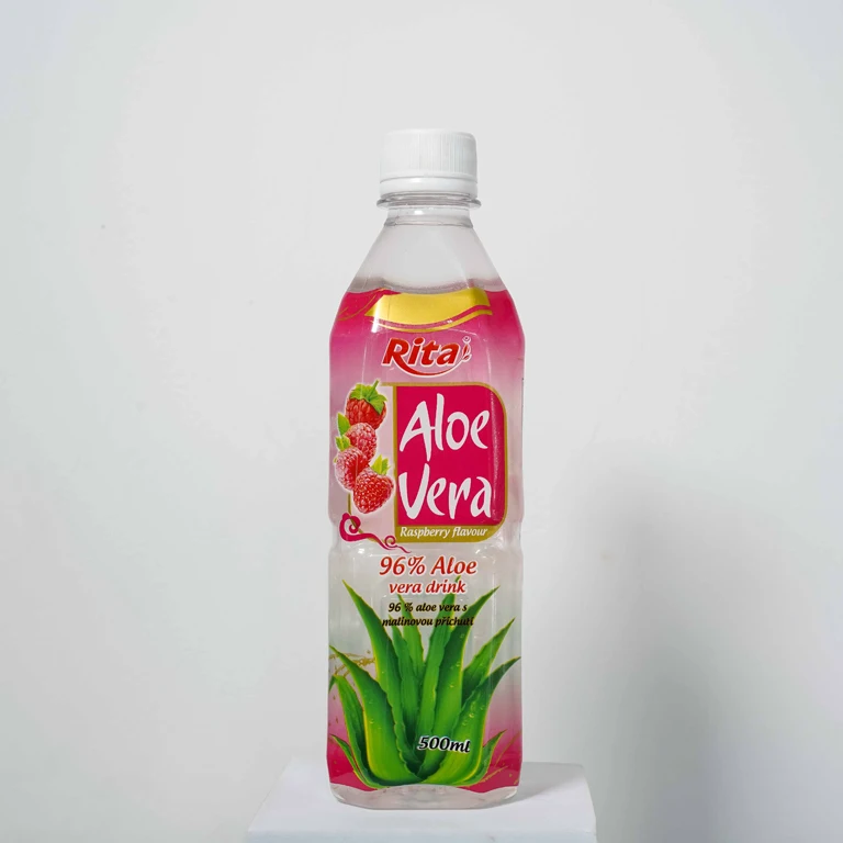 Aloe Vera Pulp Juice Drink Diet Beverages with Raspberry Flavor Bottled Drinking Free Sample Private Label Export