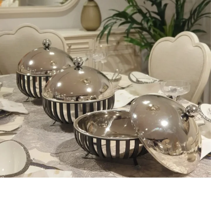 Royal Look Decoration Hotel Catering Use Insulated Casserole Serving Hot Pot For Portable Food Server Rounded Hot Pot