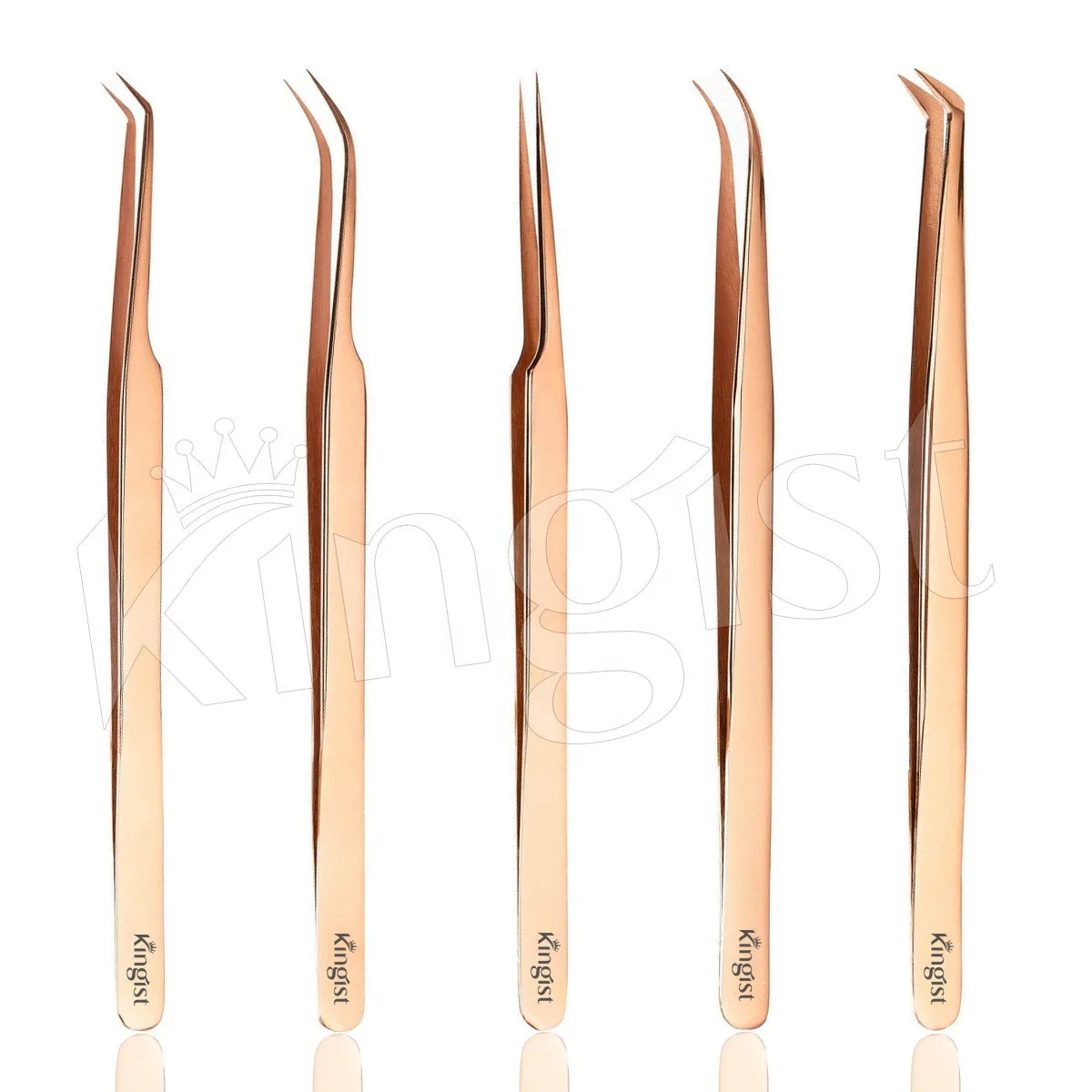 Private Label Stainless Steel Slim SS Curved Eyelash Extension Tweezers in Beautiful Rose Gold Color