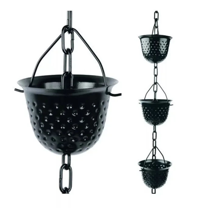 High Quality Handmade Metal Rain Chain Black Powder Coated Tulip Cups Garden Ornaments Manufacturer