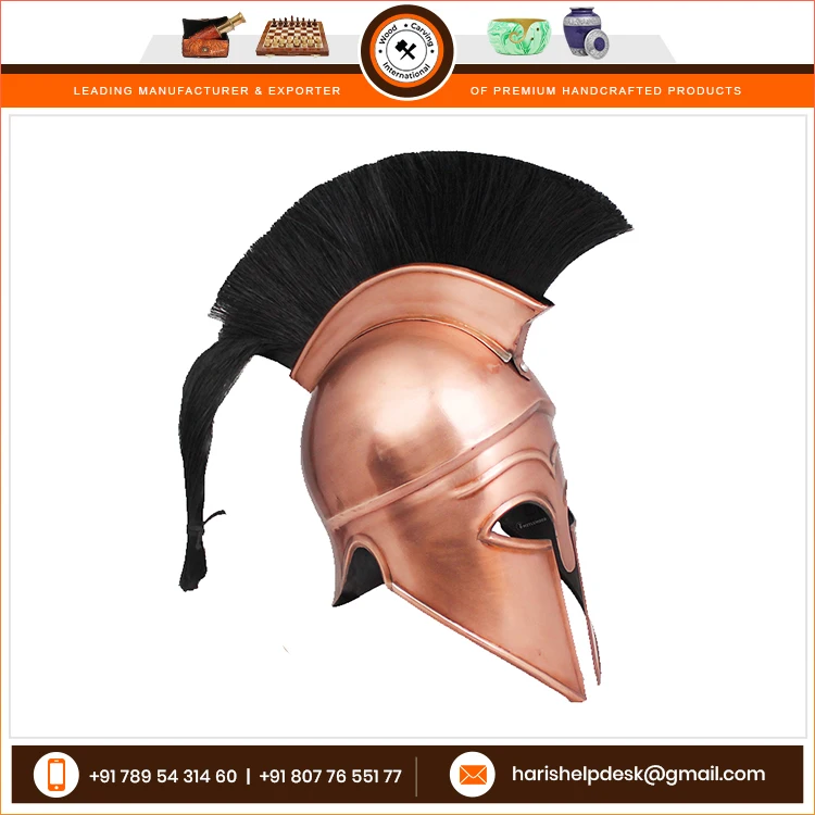 Handmade High Demanding Spartan Helmet Armor Roman Greek Corinthian Helmet Copper Polished for Sale