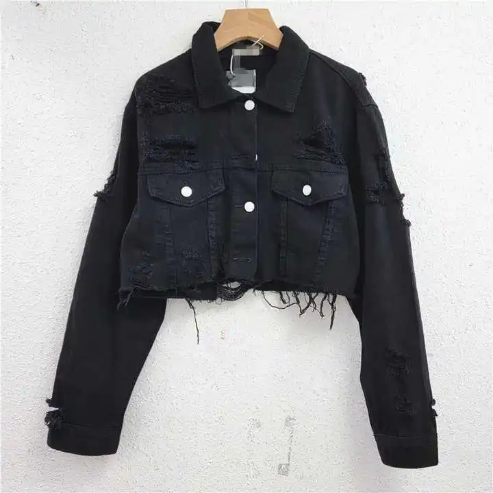 Denim Jackets Wholesale High Quality Womens Jacket Short Torn Tassel Women