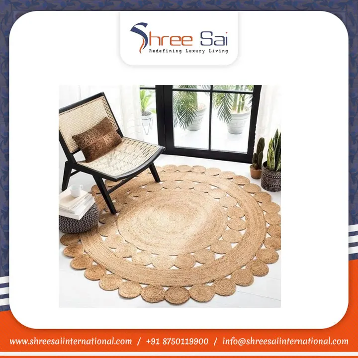 Wide Collection of Finely Finished Hand Braided Embroidered Round Jute Rug Custom Living Room Area Rugs Sets at Wholesale Price
